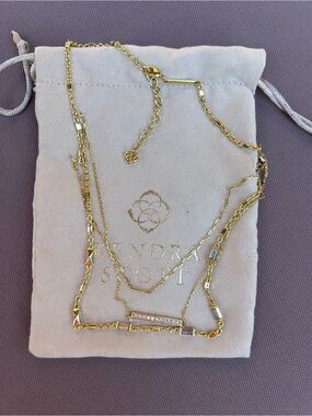 else Gold Multi-Layer Bar Necklace with Pave Accent